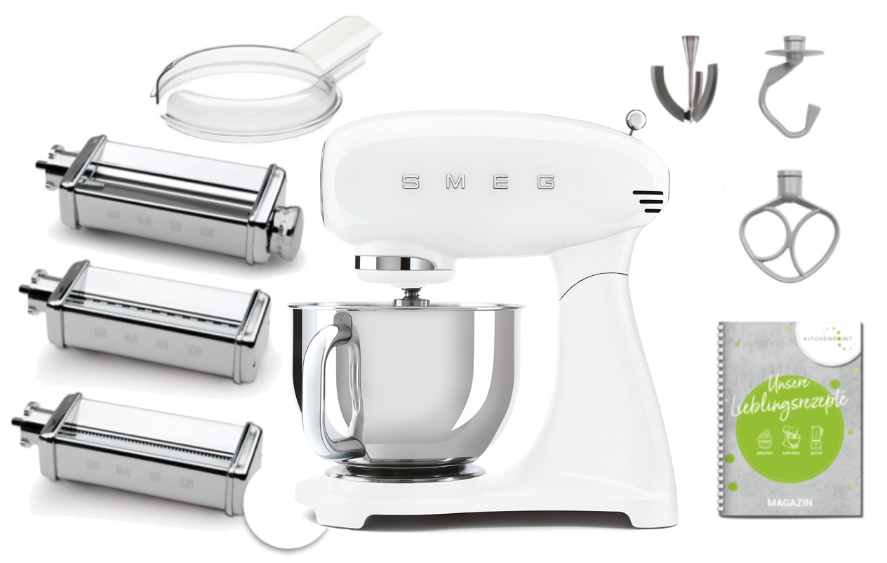 SMEG Küchenmaschine SMF03 Vollfarbe - Pasta Set Weiß