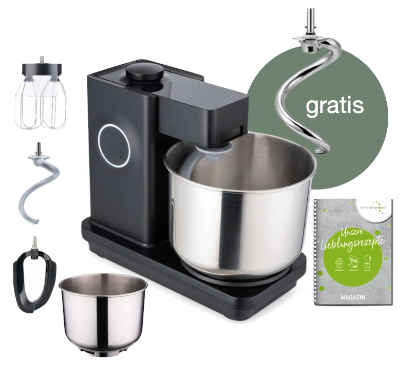 Wilfa Küchenmaschine Probaker schwarz - Schüssel Set inkl. Edelstahlknethaken
