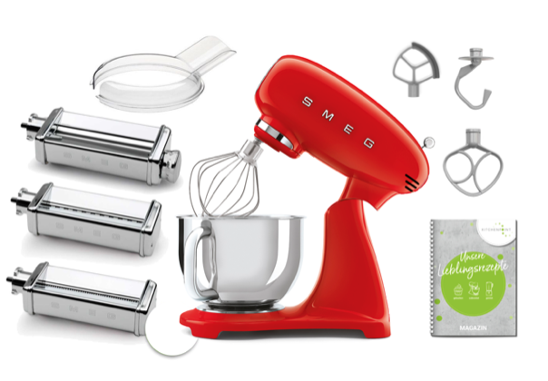 SMEG Küchenmaschine SMF05 Vollfarbe - Pasta Set Rot