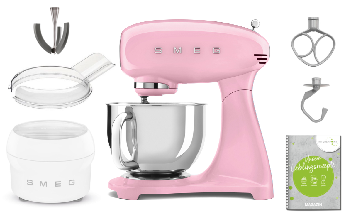 SMEG Küchenmaschine SMF03 Vollfarbe - Eis Set Cadillac Pink SMEG Küchenmaschine SMF03 Vollfarbe - Eis Set Cadillac Pink