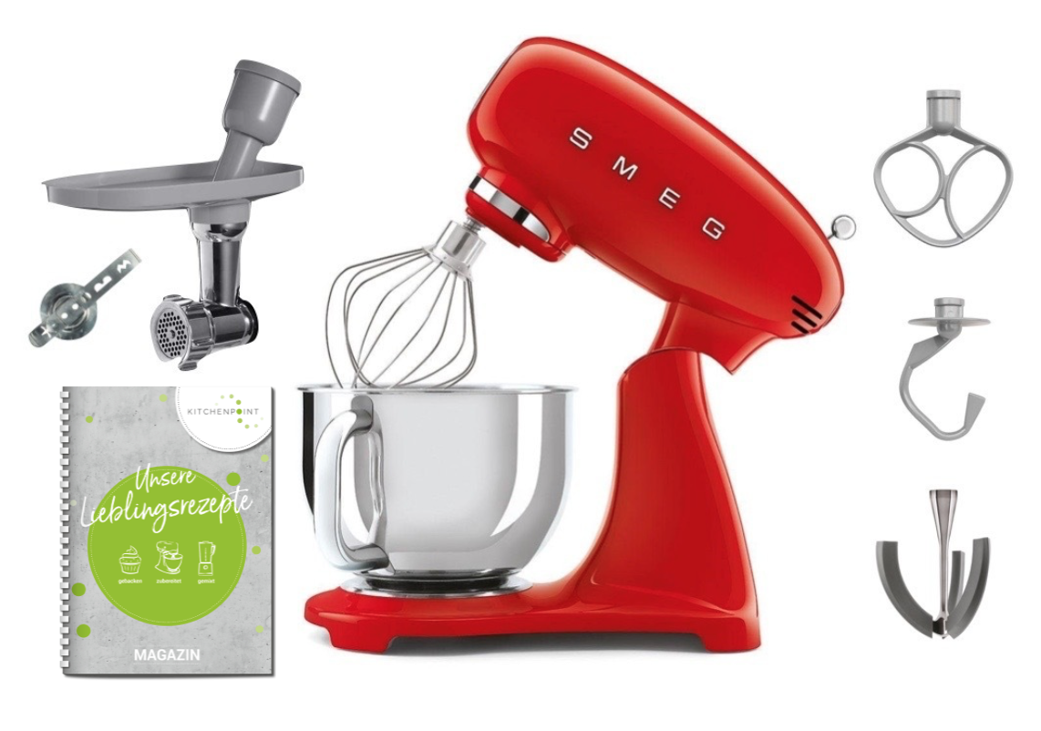 SMEG Küchenmaschine SMF03 Vollfarbe Rot - Back Set SMEG Küchenmaschine SMF03 Vollfarbe Rot - Back Set