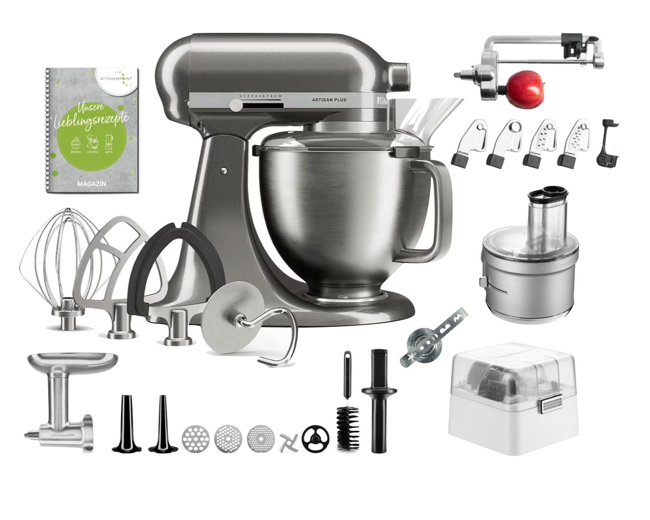 KitchenAid Küchenmaschine Artisan Plus 4,7L MEDAILLON SILBER - Gourmet Set
