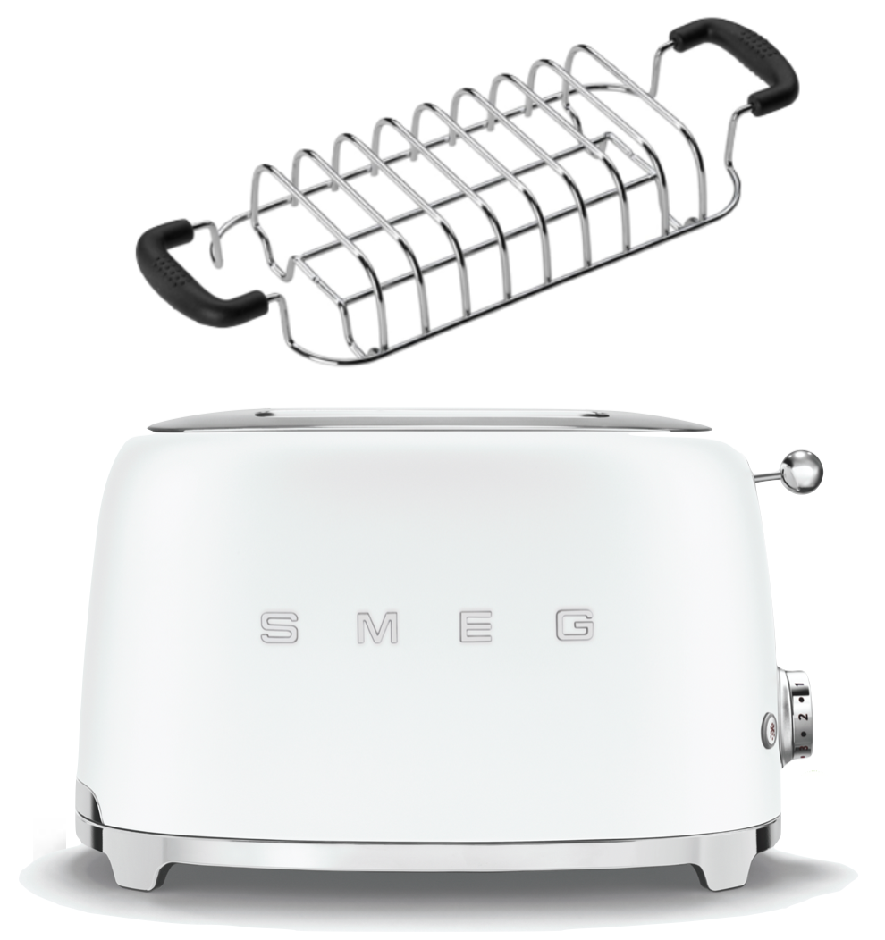 SMEG Toaster TSF01 mit Brötchenaufsatz Matt Weiß