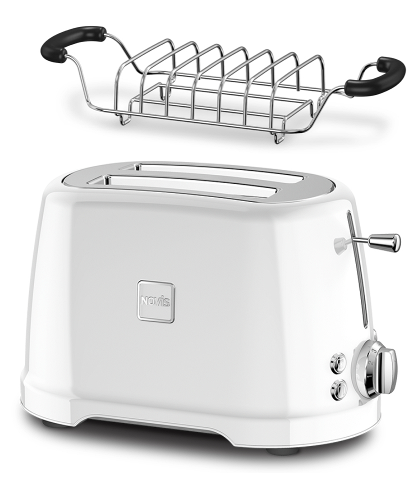 Novis Toaster T2 mit Brötchenaufsatz Weiss