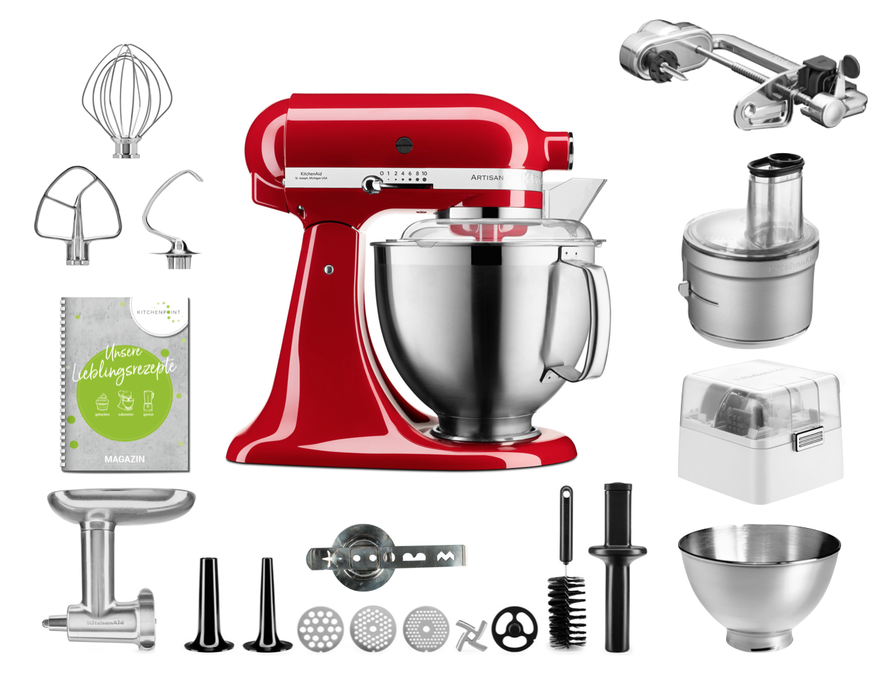 KitchenAid Küchenmaschine 185 Gourmet Set Empire Rot KitchenAid Küchenmaschine 185 Gourmet Set Empire Rot
