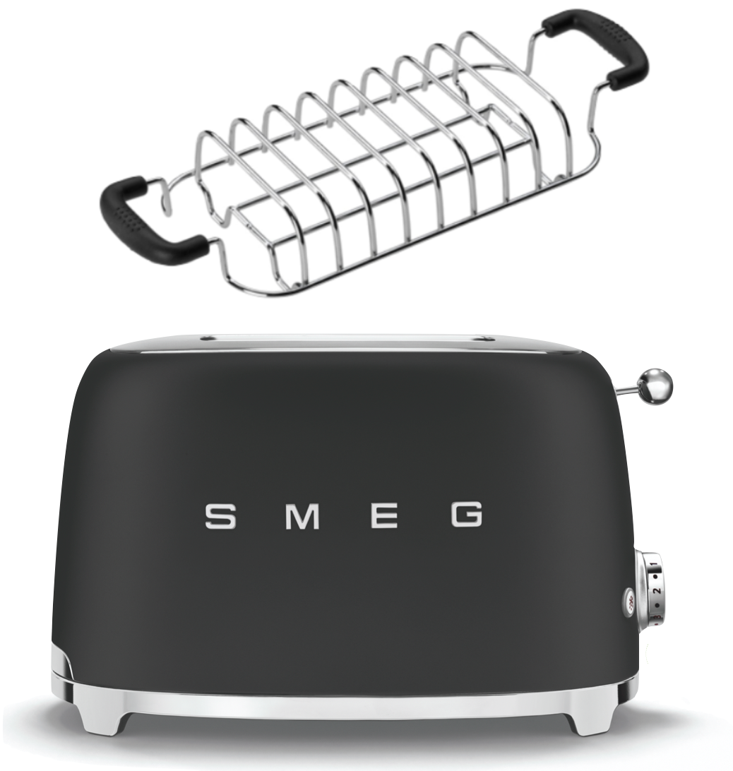 SMEG Toaster TSF01 mit Brötchenaufsatz Matt schwarz SMEG Toaster TSF01 mit Brötchenaufsatz Matt schwarz