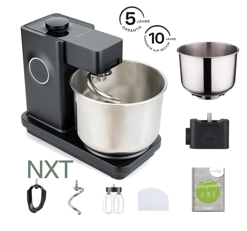 Wilfa Küchenmaschine PROBAKER NXT, Schwarz - Schüssel Set inkl. Adapter