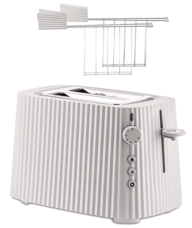 Alessi Plissé Toaster mit Zange - Set Weiß