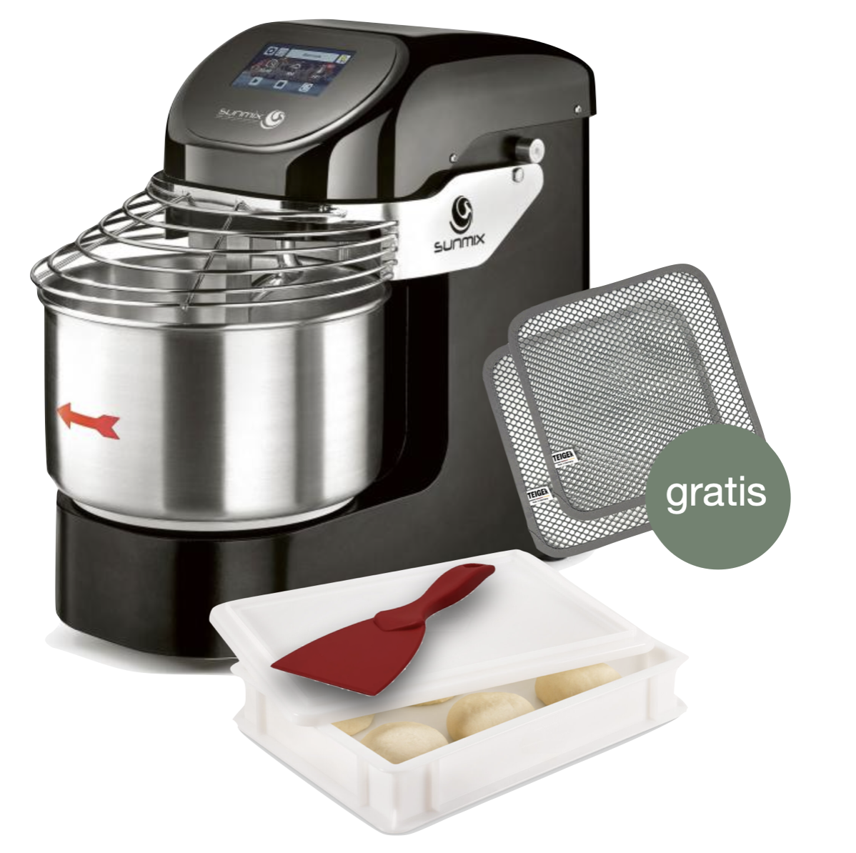 Sunmix EVO Line 6 Spiralkneter Schwarz - Pizza Set - Kitchenpoint.de