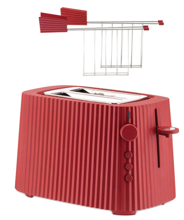 Alessi Plissé Toaster mit Zange - Set Rot