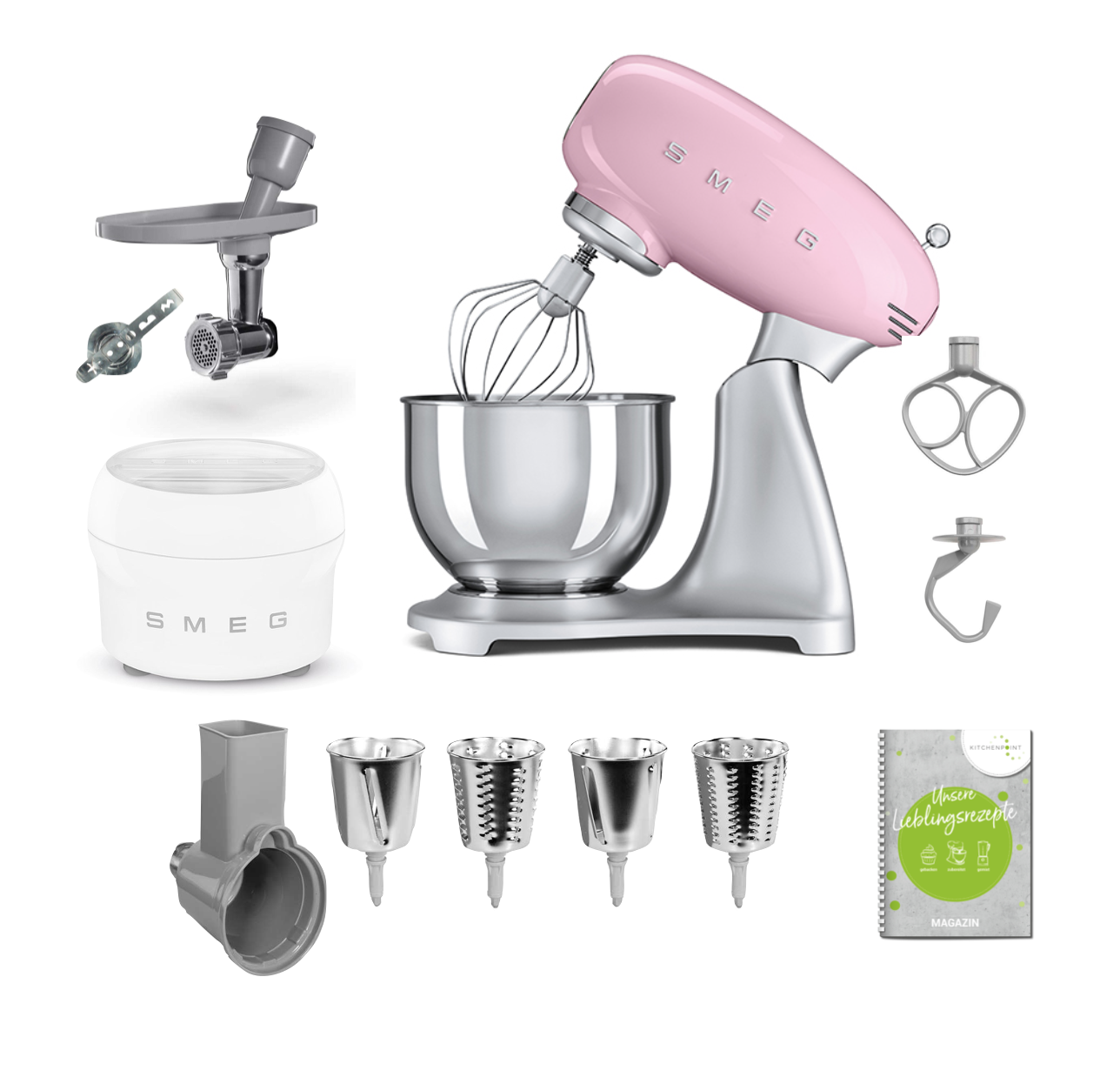 SMEG Küchenmaschine SMF02 - Gourmet Set Cadillac Pink SMEG Küchenmaschine SMF02 - Gourmet Set Cadillac Pink