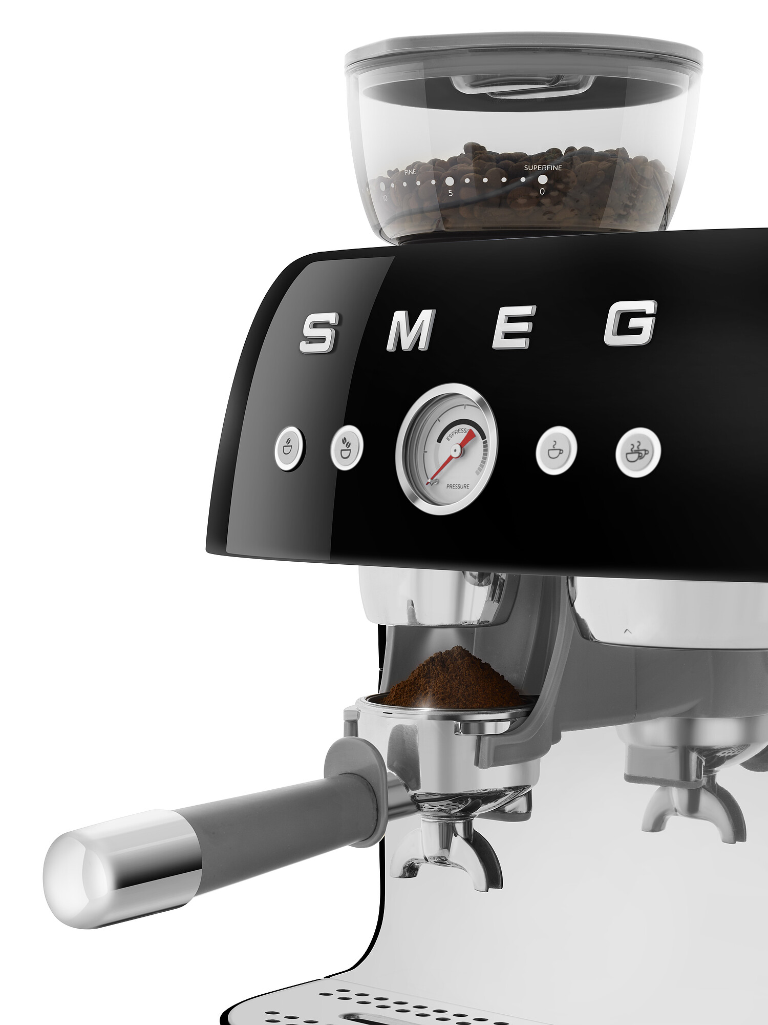 SMEG Espressomaschine mit integrierter Kaffeemühle Schwarz