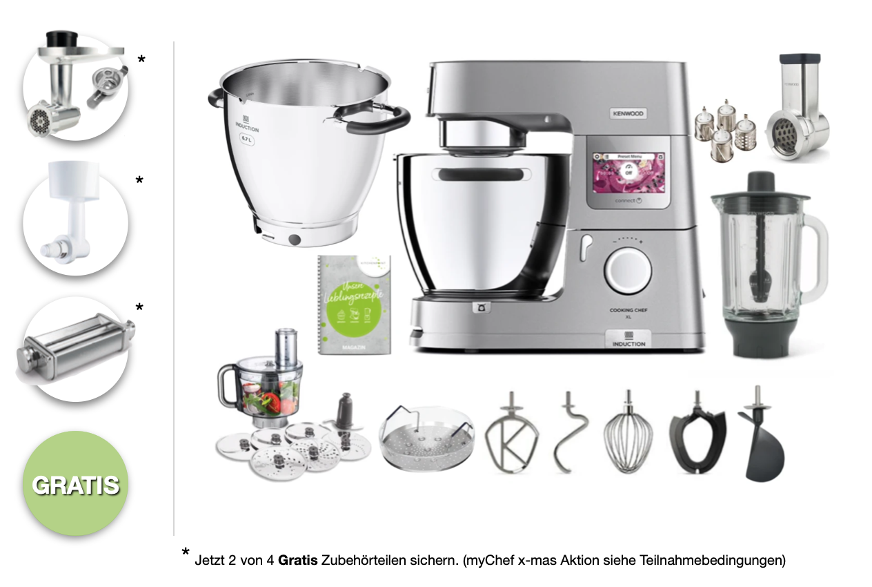 NEUES Modell Kenwood Cooking CHEF XL Connect im Mega Gemüseset bei