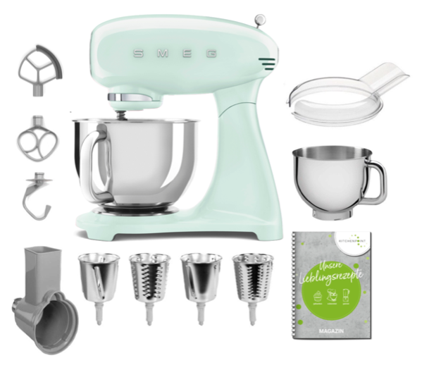 SMEG Küchenmaschine SMF05 Vollfarbe - Gemüse Mega Set Pastellgrün