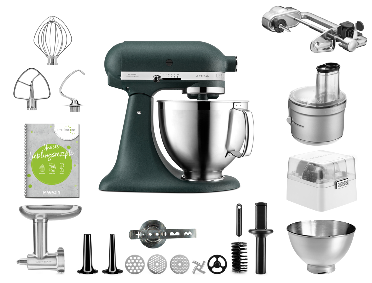 KitchenAid Küchenmaschine 185 Gourmet Set Pebbled Palm KitchenAid Küchenmaschine 185 Gourmet Set Pebbled Palm