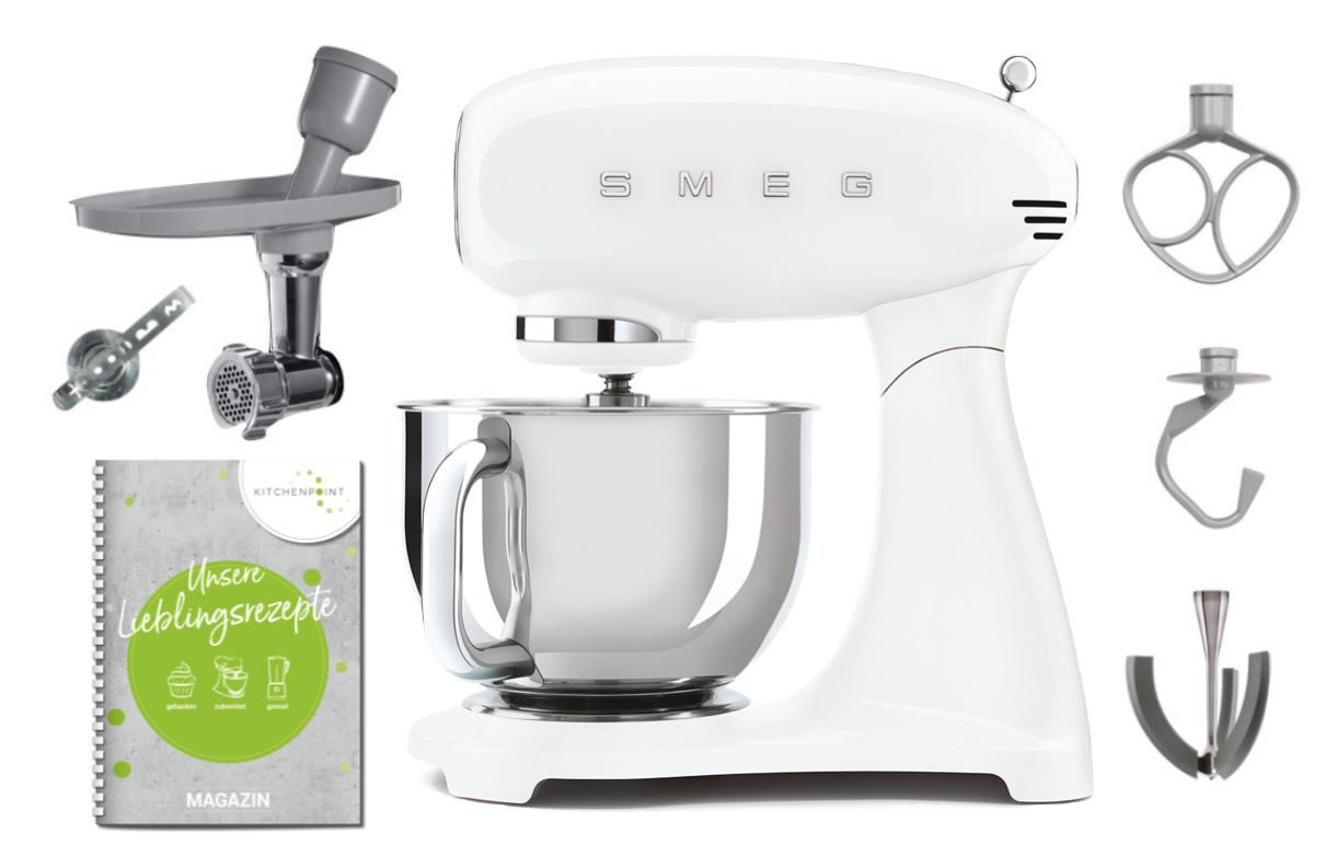 SMEG Küchenmaschine SMF03 Vollfarbe Weiß - Back Set SMEG Küchenmaschine SMF03 Vollfarbe Weiß - Back Set