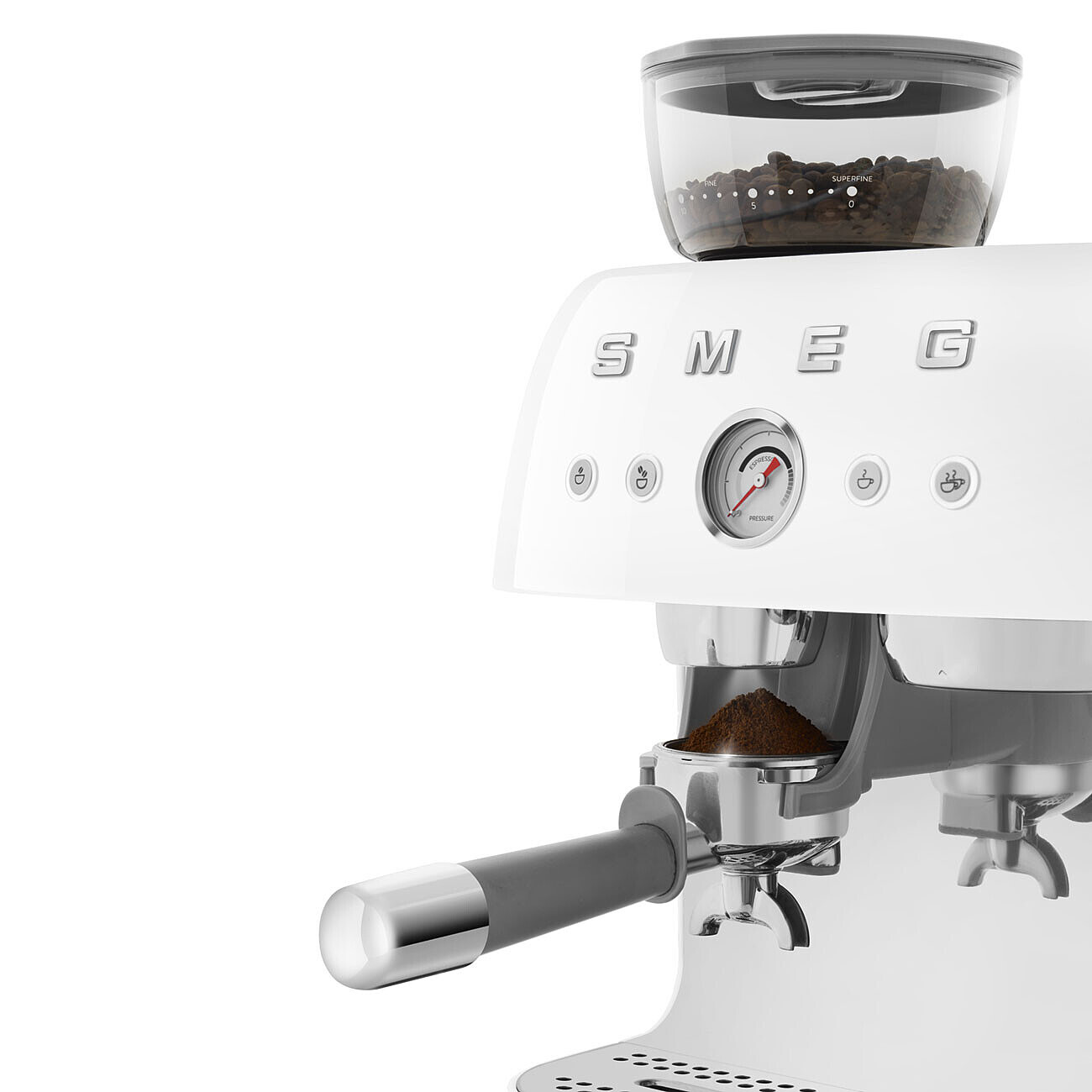 SMEG Espressomaschine mit integrierter Kaffeemühle Weiss