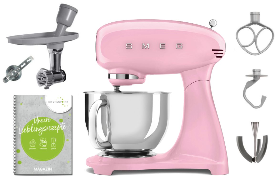 SMEG Küchenmaschine SMF03 Vollfarbe Cadillac Pink - Back Set  SMEG Küchenmaschine SMF03 Vollfarbe Cadillac Pink - Back Set
