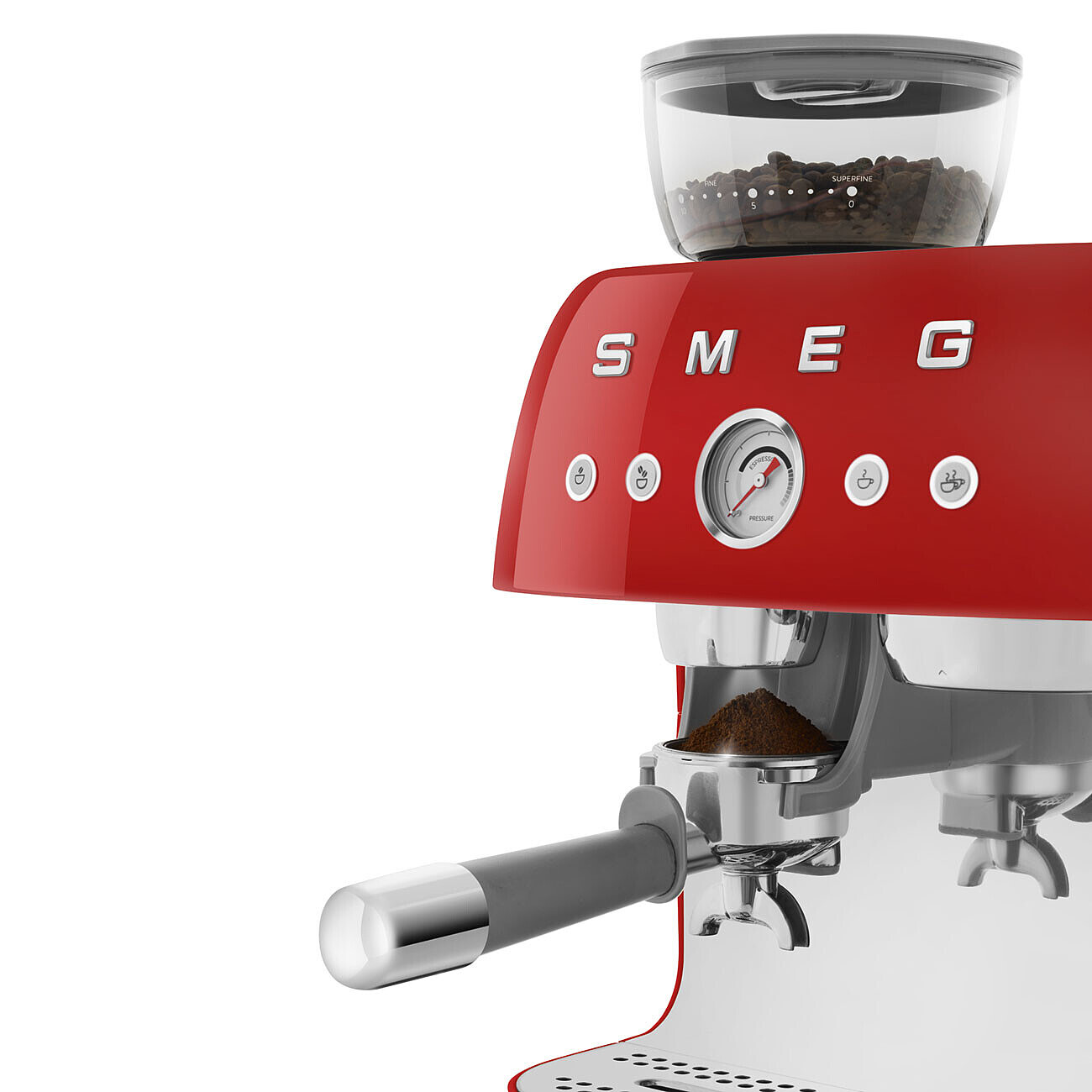 SMEG Espressomaschine mit integrierter Kaffeemühle Rot