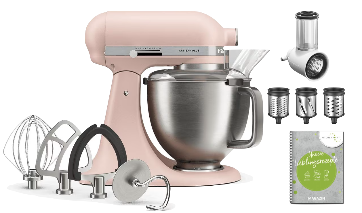 KitchenAid Küchenmaschine Artisan Plus 4,7L FEATHER PINK - Gemüse Set