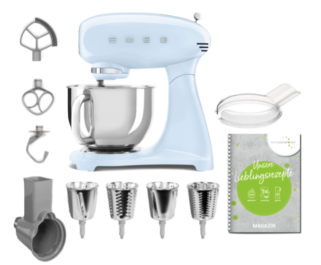 SMEG Küchenmaschine SMF05 Vollfarbe - Gemüse Set Pastellblau