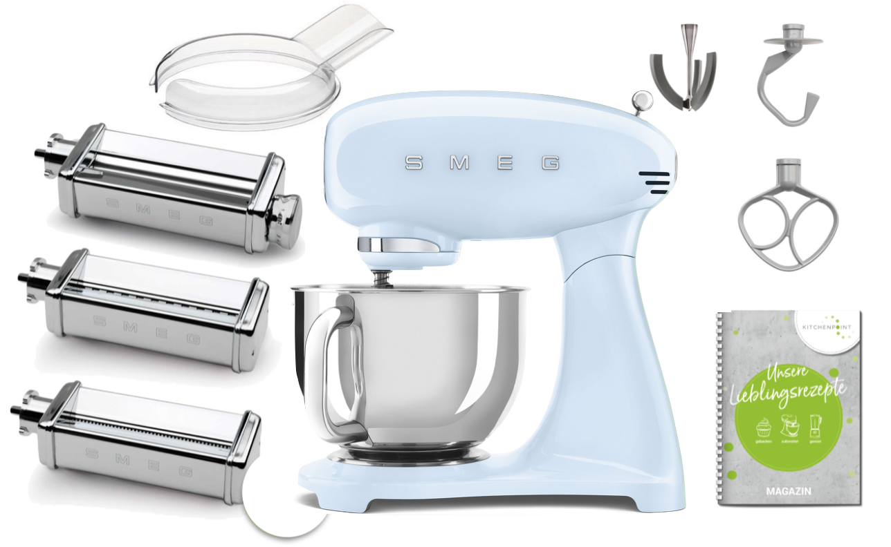 SMEG Küchenmaschine SMF03 Vollfarbe - Pasta Set Pastellblau SMEG Küchenmaschine SMF03 Vollfarbe - Pasta Set Pastellblau