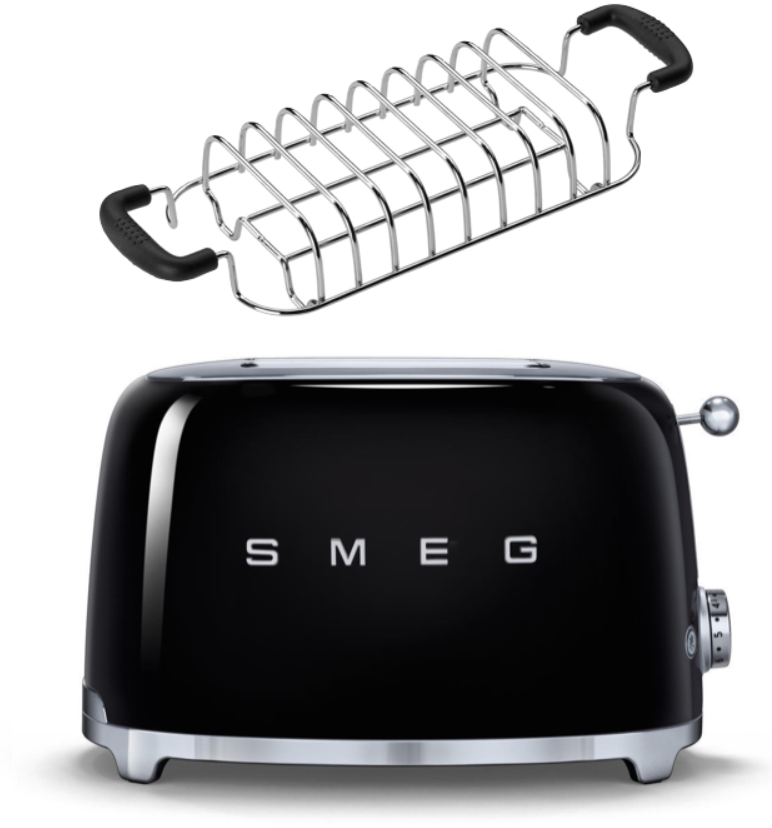 SMEG Toaster TSF01 mit Brötchenaufsatz schwarz