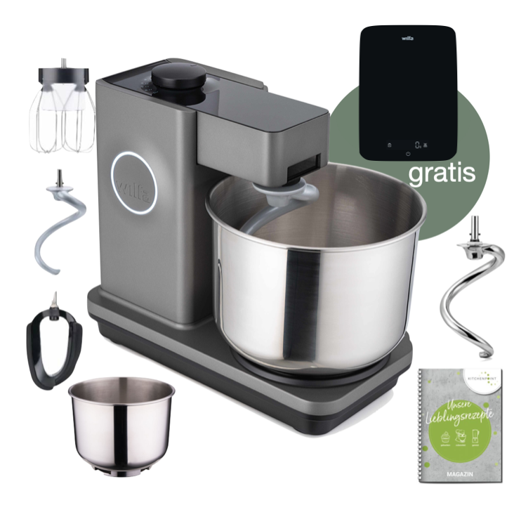 Wilfa Küchenmaschine Probaker grau - Schüssel Set inkl. Edelstahlknethaken