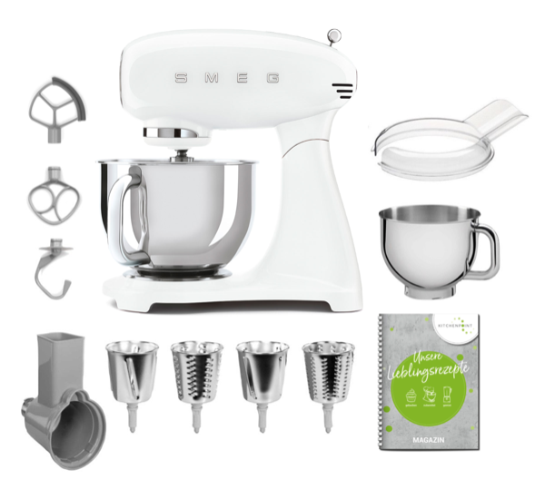 SMEG Küchenmaschine SMF05 Vollfarbe - Gemüse Mega Set Weiß
