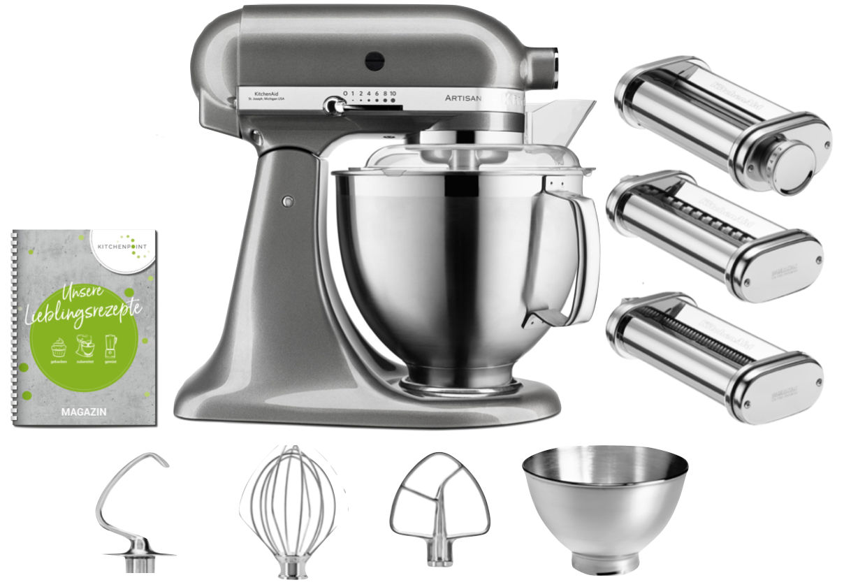 KitchenAid Küchenmaschine 185 Pasta Set Medallion Silber KitchenAid Küchenmaschine 185 Pasta Set Medallion Silber