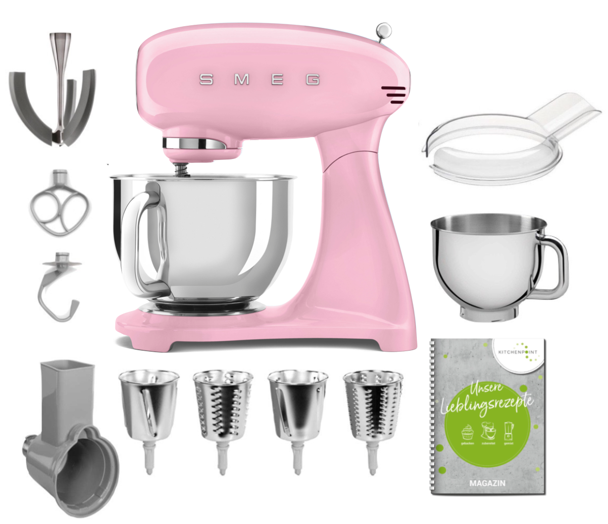 SMEG Küchenmaschine SMF03 Vollfarbe - Gemüse Mega Set Cadillac Pink SMEG Küchenmaschine SMF03 Vollfarbe - Gemüse Mega Set Cadillac Pink