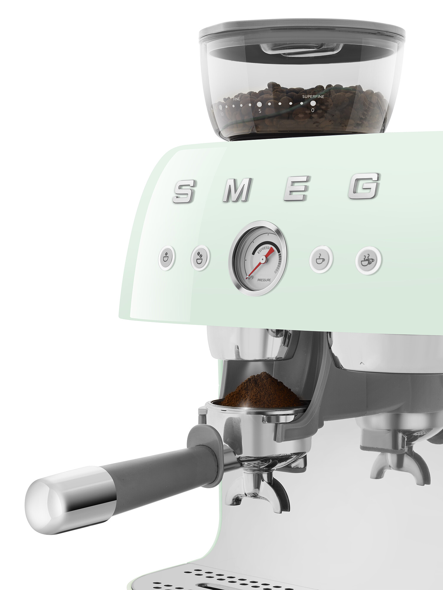 SMEG Espressomaschine mit integrierter Kaffeemühle Pastellgrün