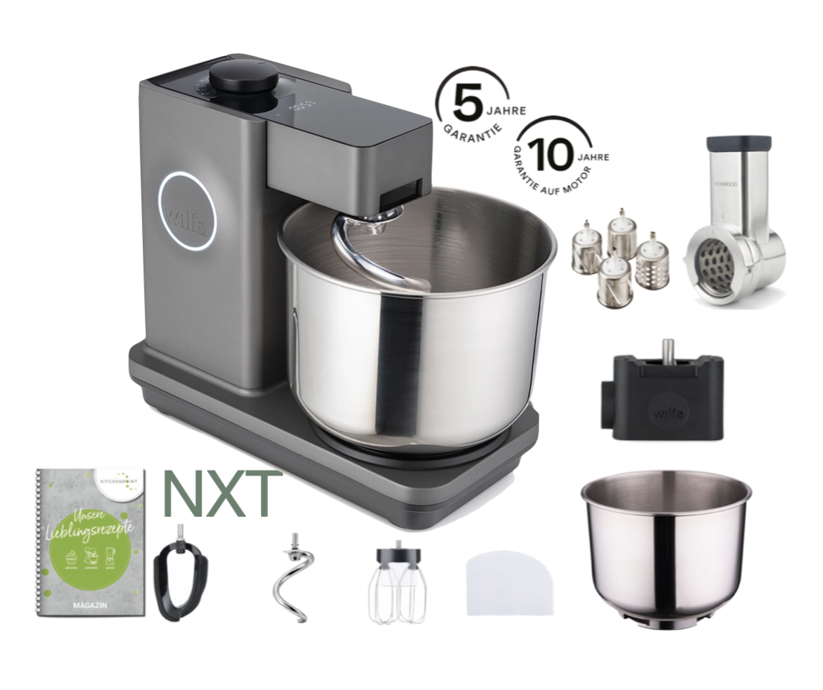 Wilfa Küchenmaschine PROBAKER NXT, Grau - Gemüse Mega Set