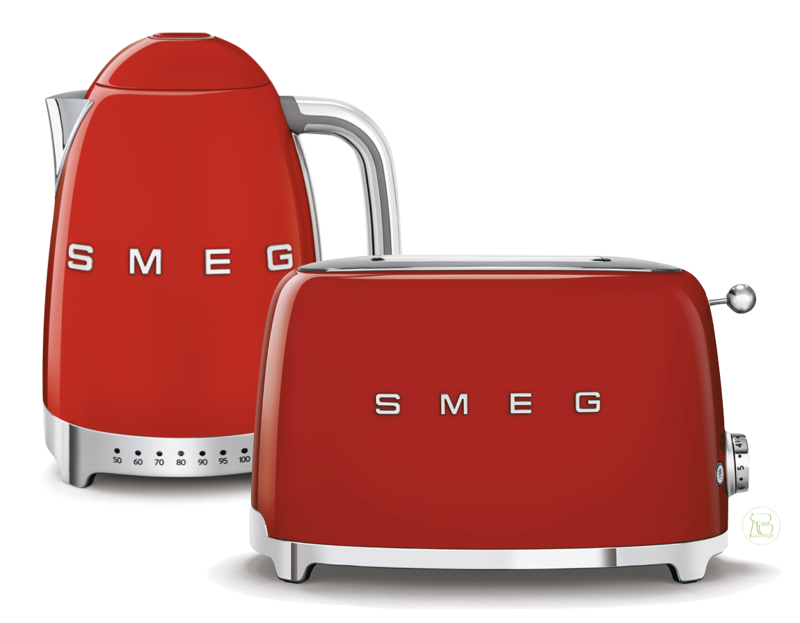SMEG Wasserkocher mit Temperaturregelung - Toaster Set Rot