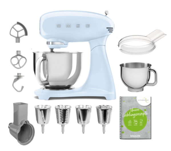 SMEG Küchenmaschine SMF05 Vollfarbe - Gemüse Mega Set Pastellblau