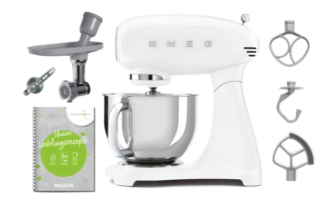 SMEG Küchenmaschine SMF05 Vollfarbe Weiß - Back Set