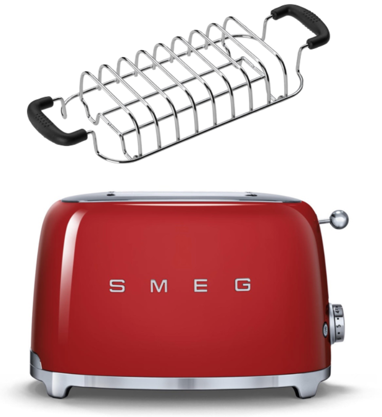 SMEG Toaster TSF01 mit Brötchenaufsatz rot