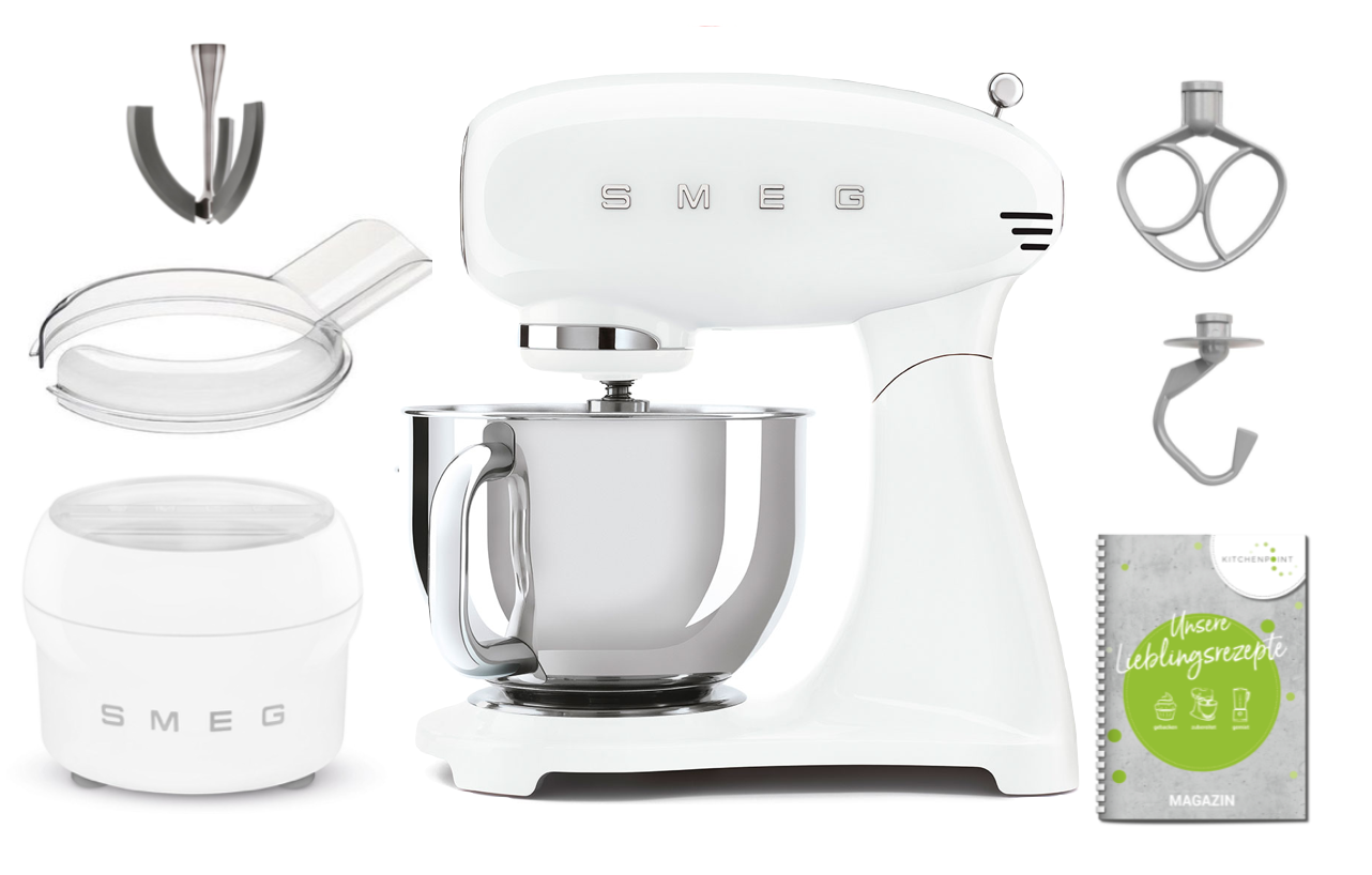 SMEG Küchenmaschine SMF03 Vollfarbe - Eis Set Weiß SMEG Küchenmaschine SMF03 Vollfarbe - Eis Set Weiß