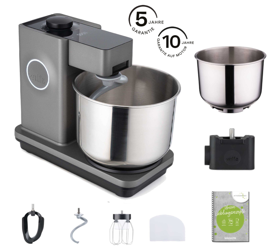 Wilfa Küchenmaschine Probaker Timer grau - Schüssel Set inkl. Adapter