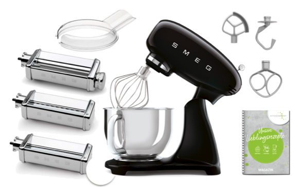 SMEG Küchenmaschine SMF05 Vollfarbe - Pasta Set Schwarz