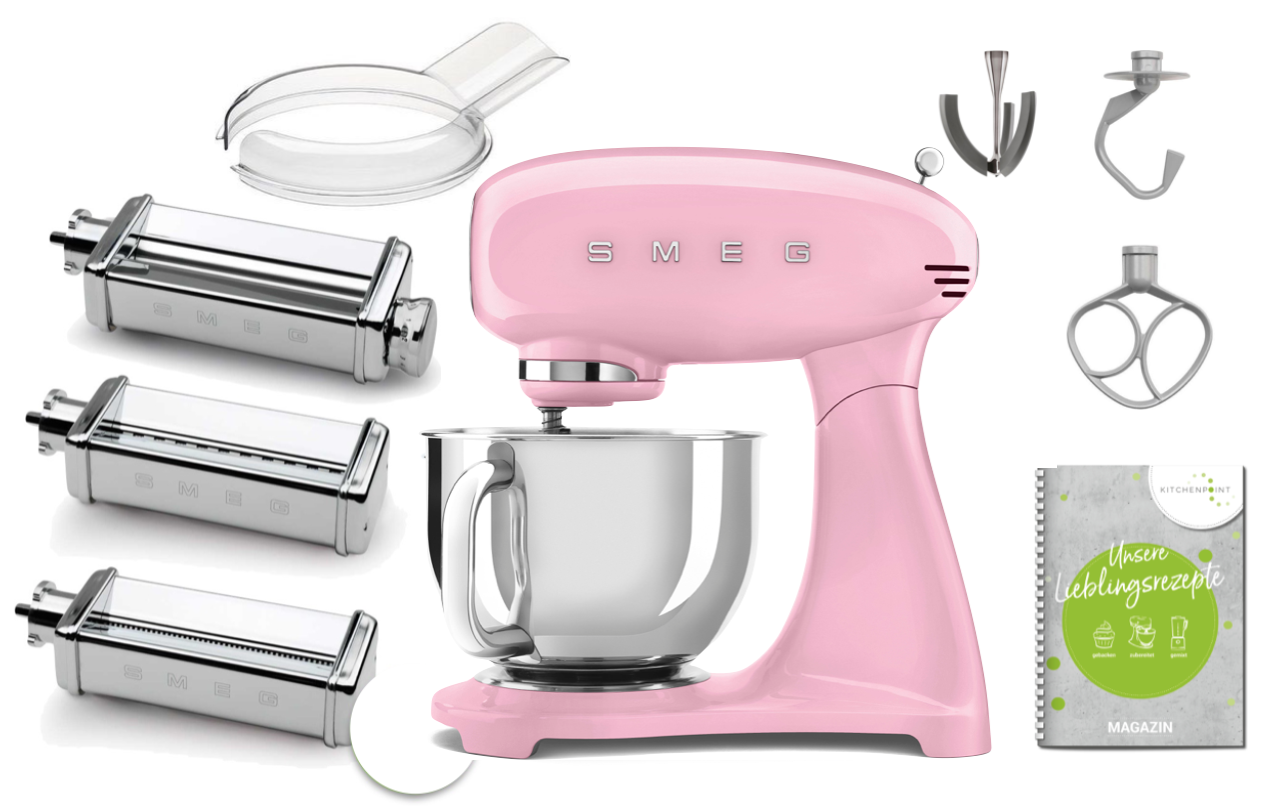 SMEG Küchenmaschine SMF03 Vollfarbe - Pasta Set Cadillac Pink