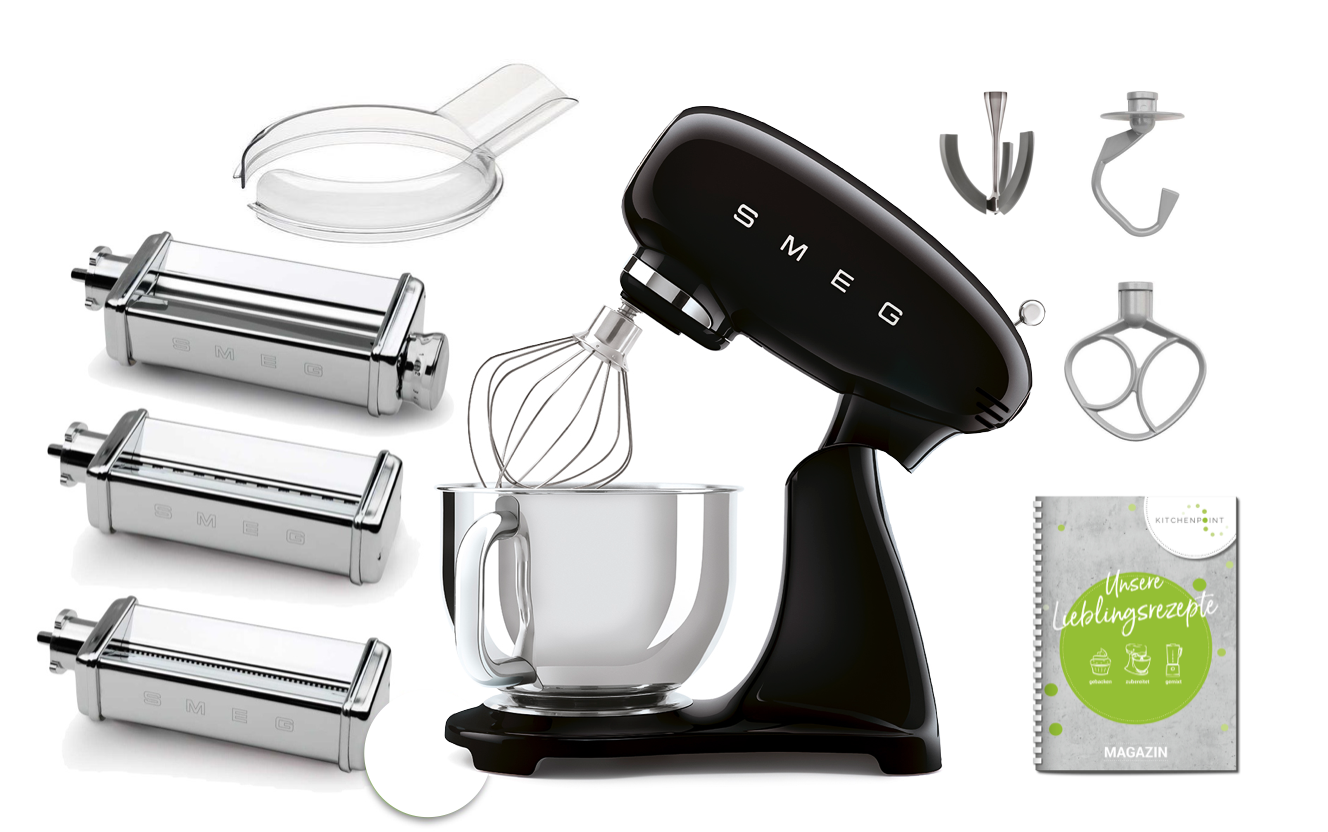 SMEG Küchenmaschine SMF03 Vollfarbe - Pasta Set Schwarz SMEG Küchenmaschine SMF03 Vollfarbe - Pasta Set Schwarz