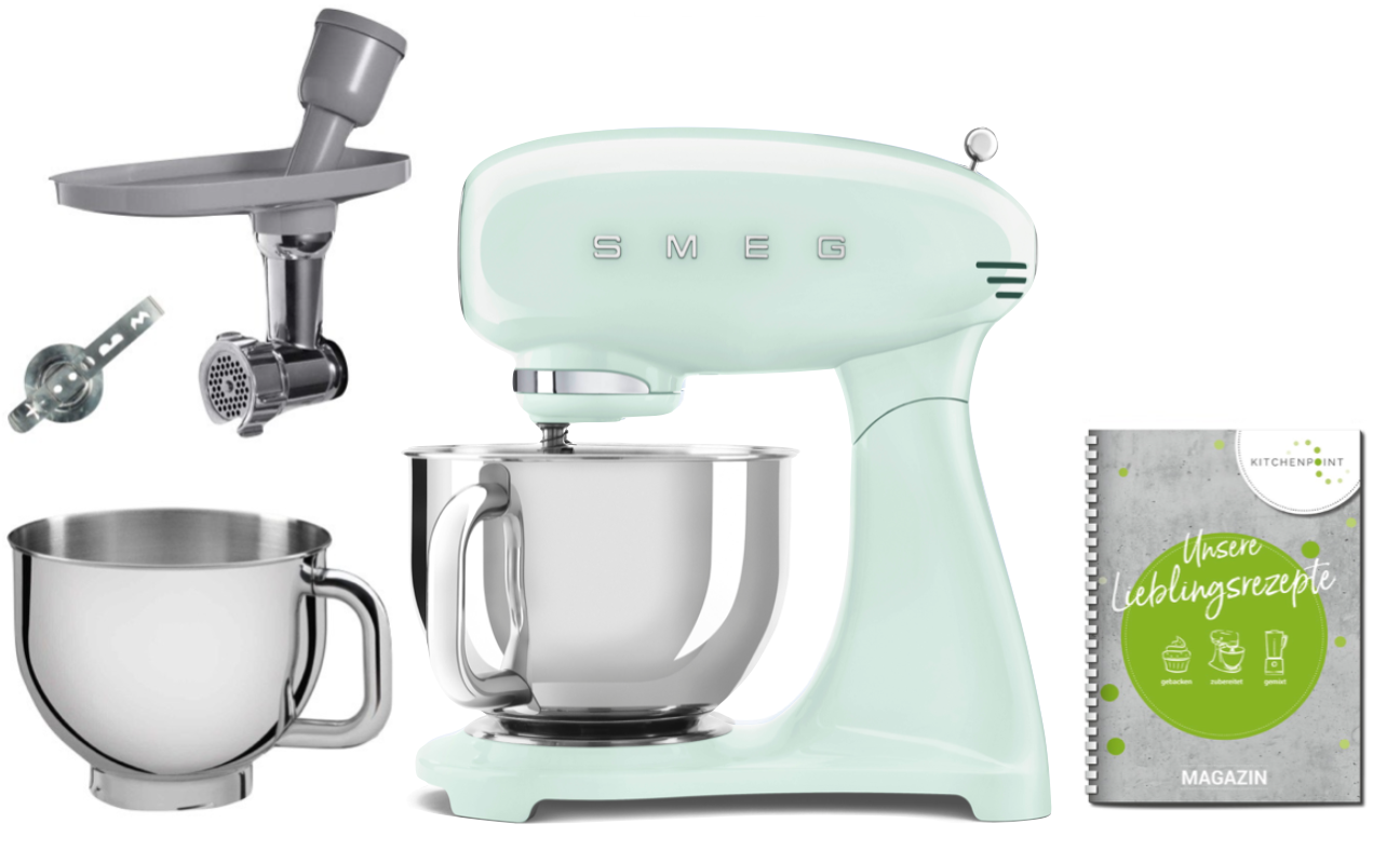SMEG Küchenmaschine SMF05 Vollfarbe - Back Mega Set Pastellgrün