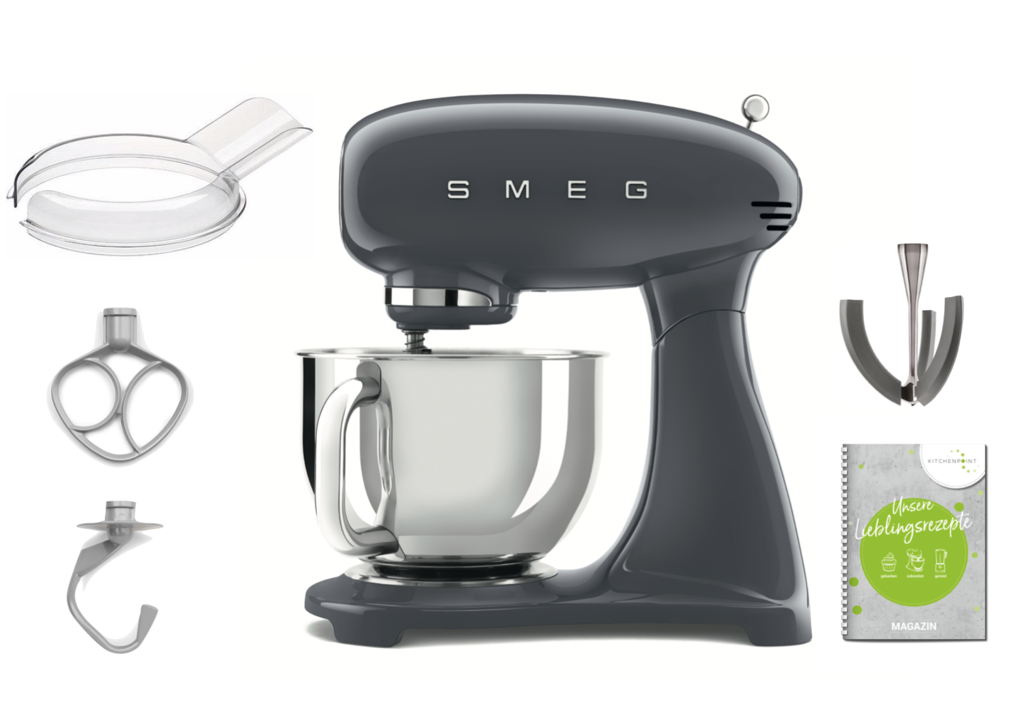 SMEG Küchenmaschine Anthrazit Grau SMF03 SMEG Küchenmaschine Anthrazit Grau SMF03