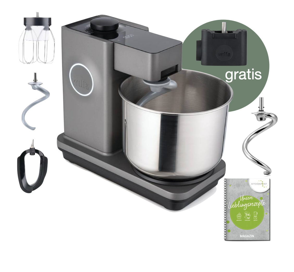 Wilfa Küchenmaschine Probaker Timer grau - Knethaken Set