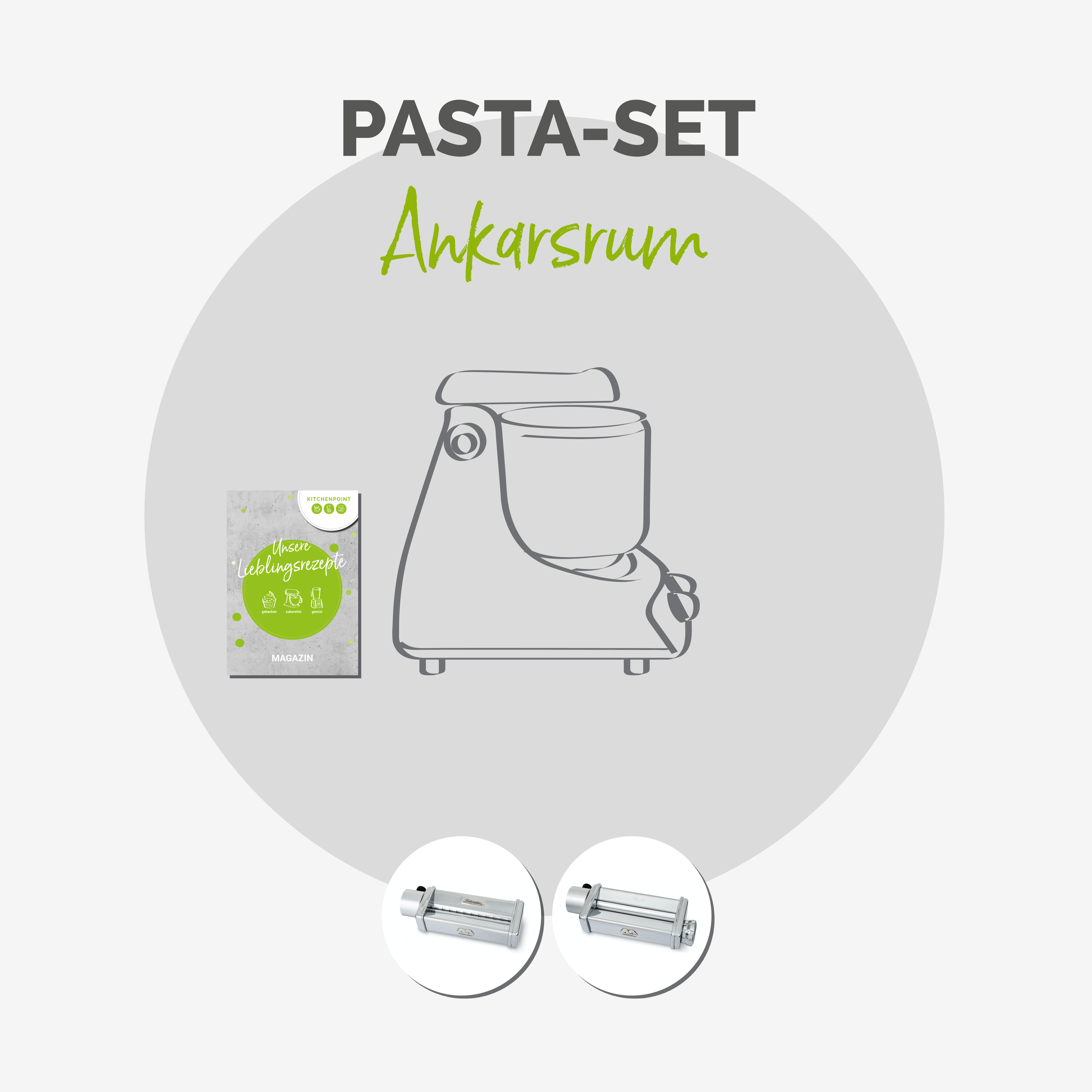 Ankarsrum Küchenmaschine Assistent Glossy White - Pasta Set 