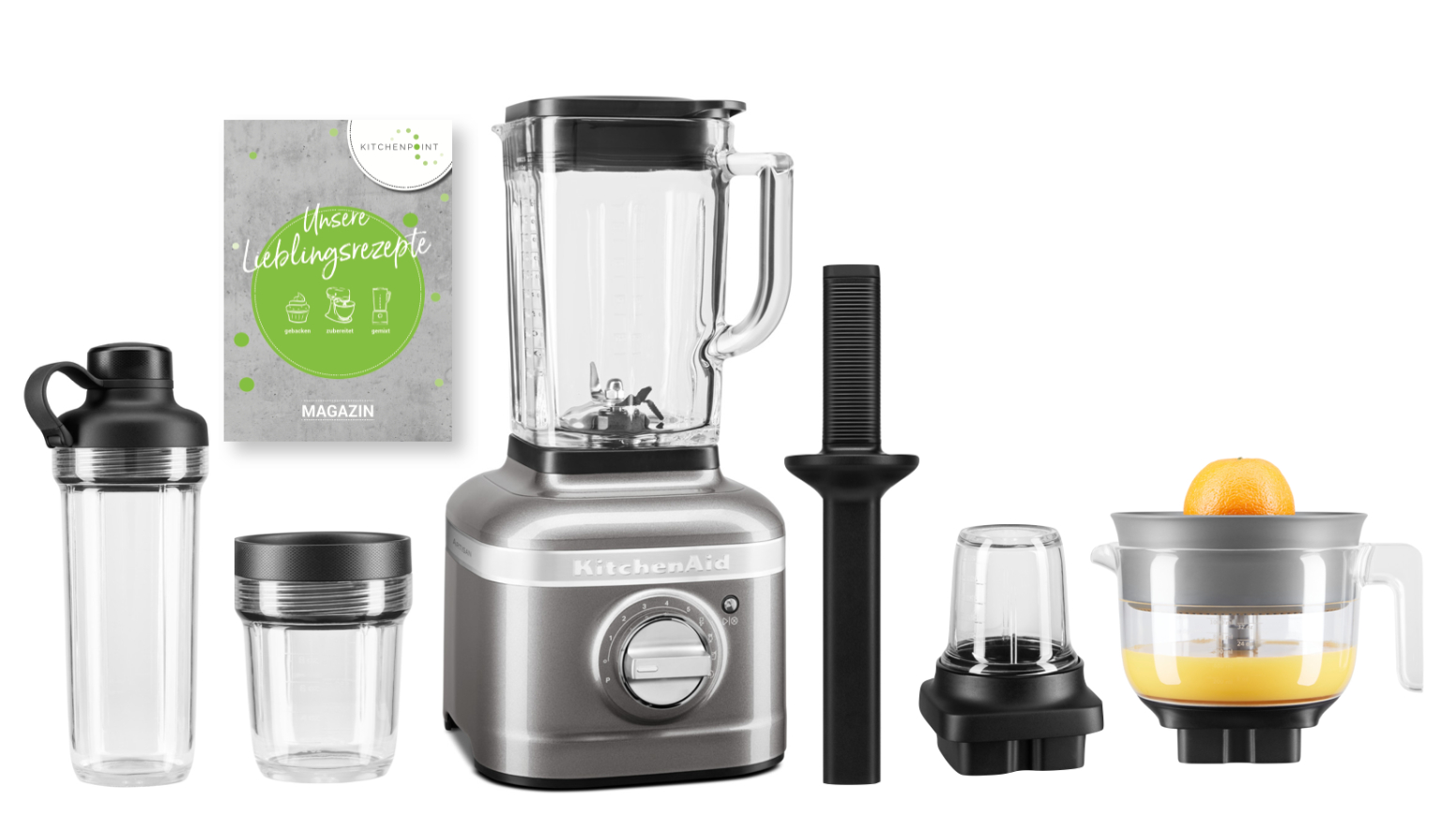 KitchenAid Blender K400 Komplett Set Medallion Silber KitchenAid Blender K400 Komplett Set Medallion Silber