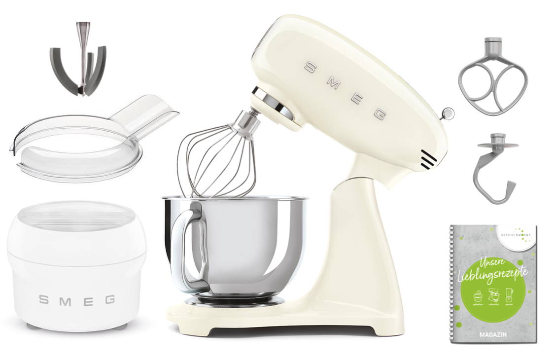 SMEG Küchenmaschine SMF03 Vollfarbe - Eis Set Creme SMEG Küchenmaschine SMF03 Vollfarbe - Eis Set Creme