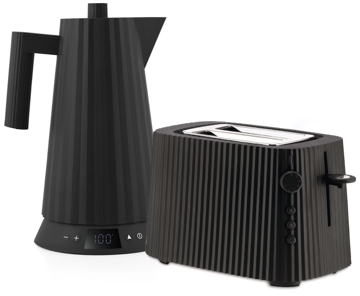 Alessi Plissé Wasserkocher - Toaster Set mit Temperaturregelung schwarz