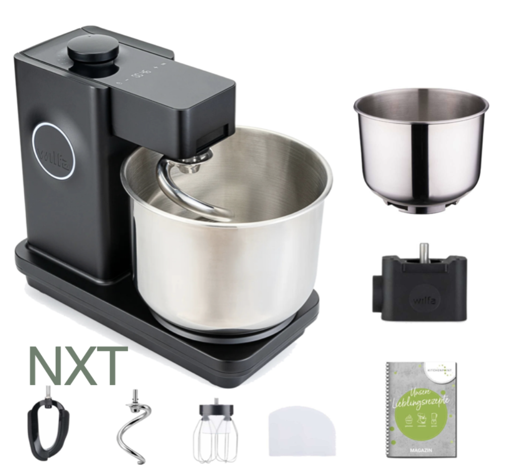 Wilfa Küchenmaschine PROBAKER NXT, Schwarz - Schüssel Set inkl. Adapter